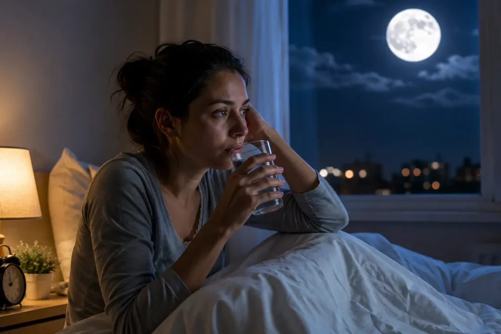 Insomnie, pleine lune et verre d eau